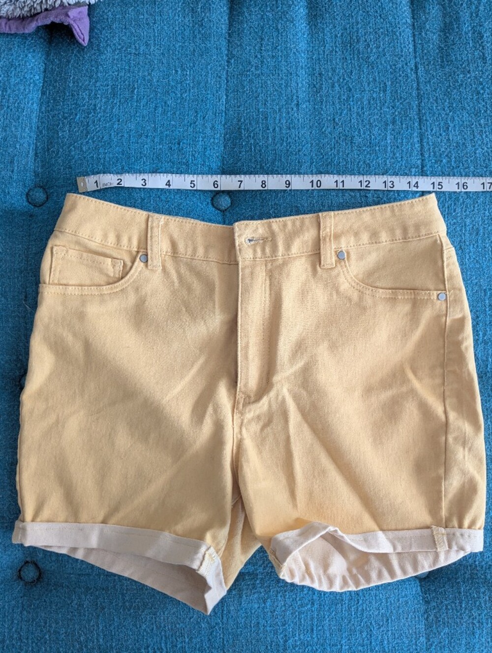Light Yellow Stretchy Jean Shorts